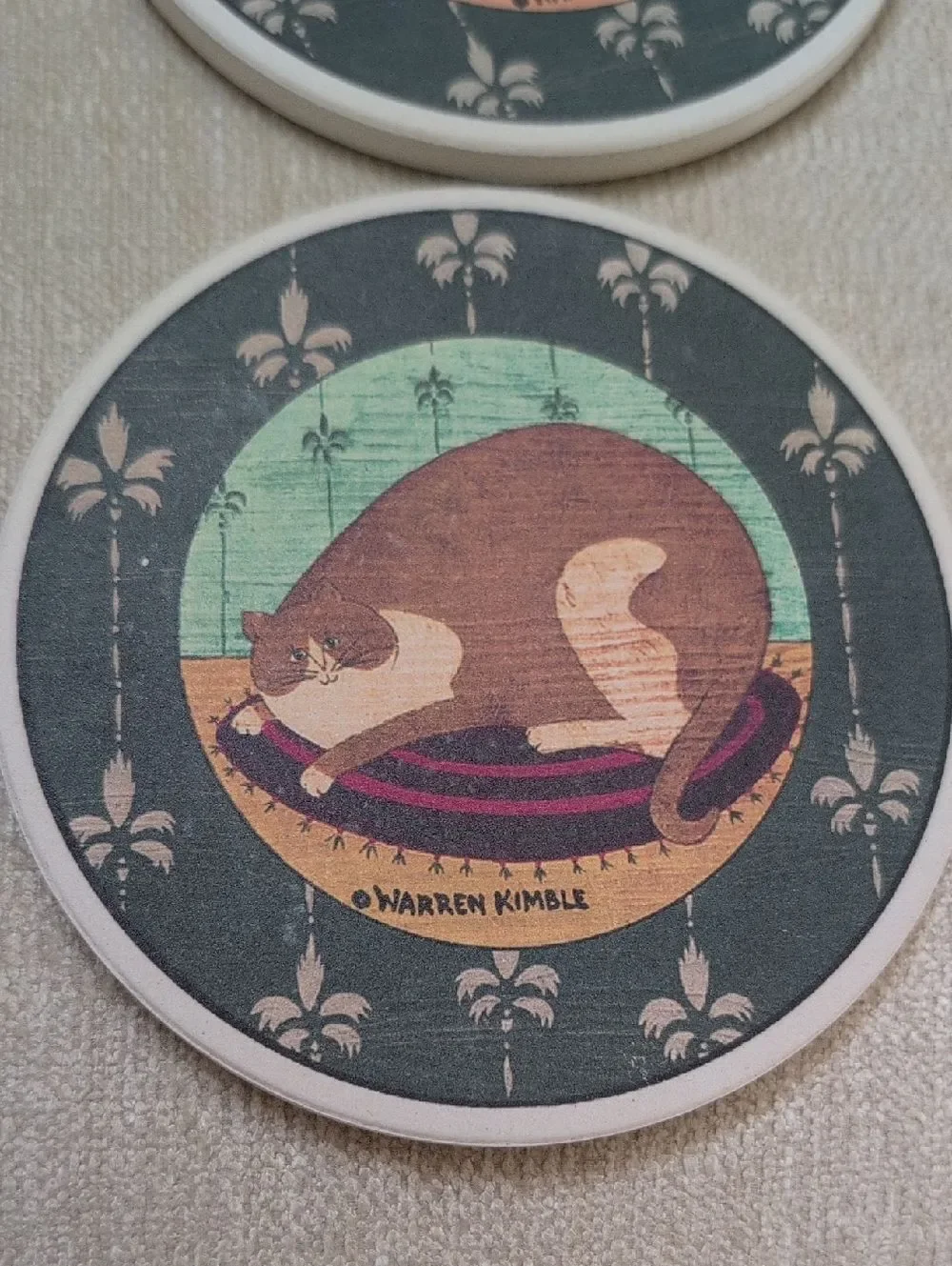 Vintage CoasterStone Warren Kimble Fat Cats Coasters Set of 4